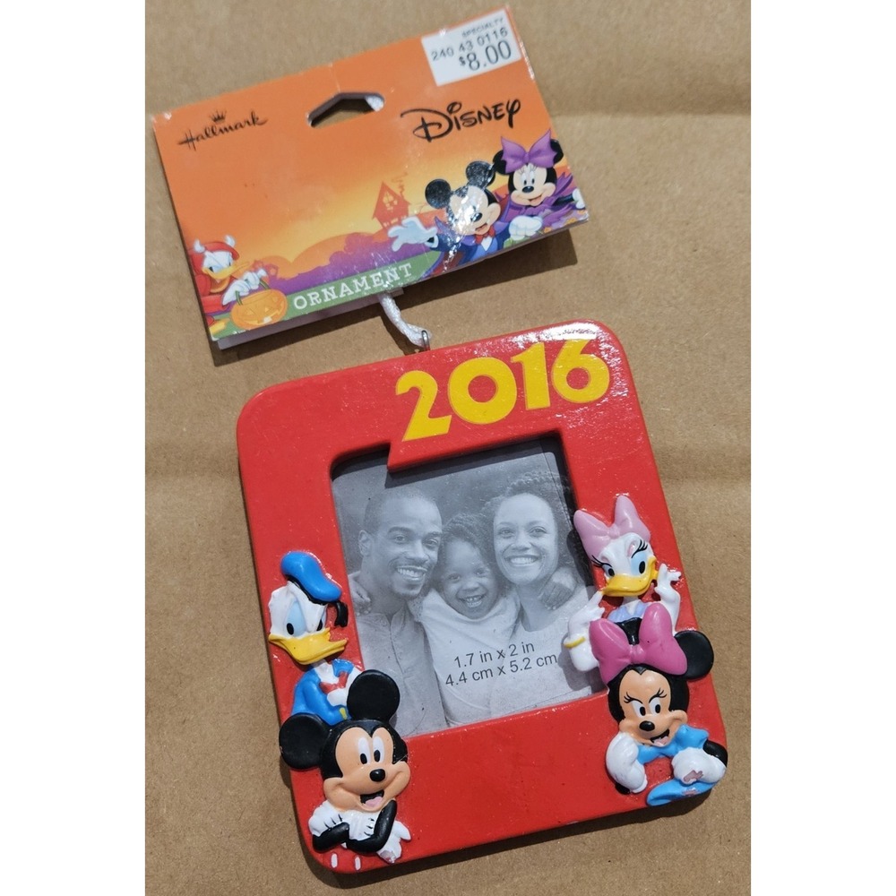 2016 Hallmark Disney Mickey Minnie Donald Daisy Photo Frame Christmas Ornament T